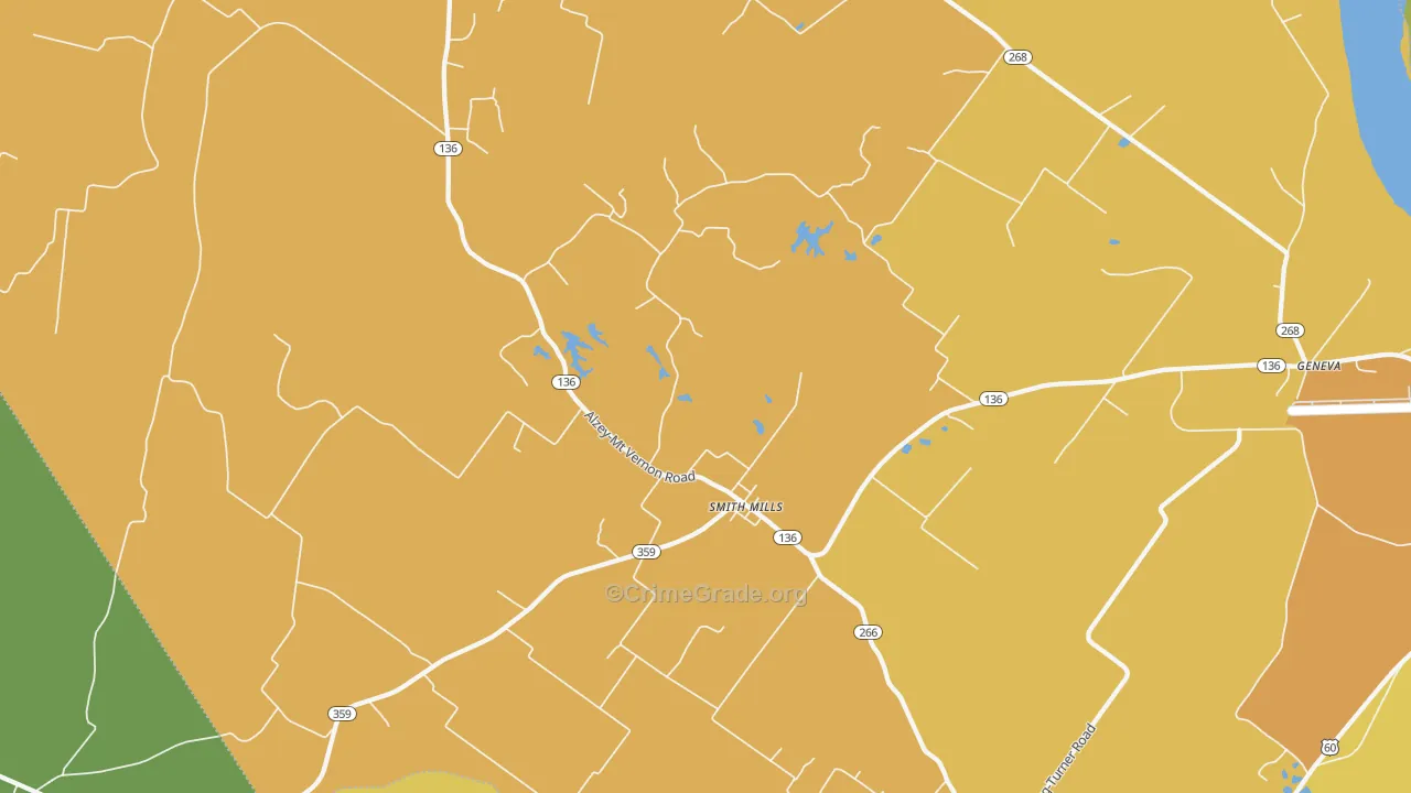 Smith Mills, KY Map of Vehicle Theft Rates