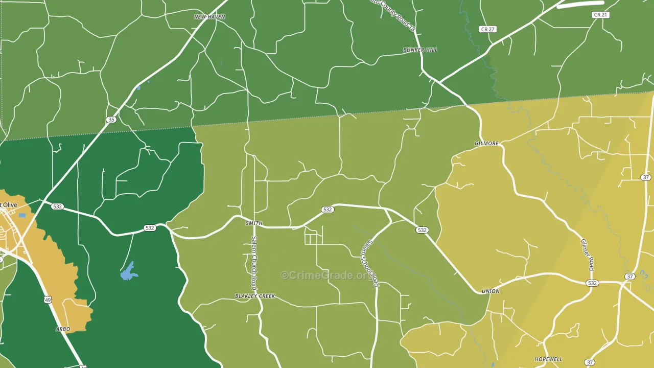 Smith, MS Map of Vehicle Theft Rates