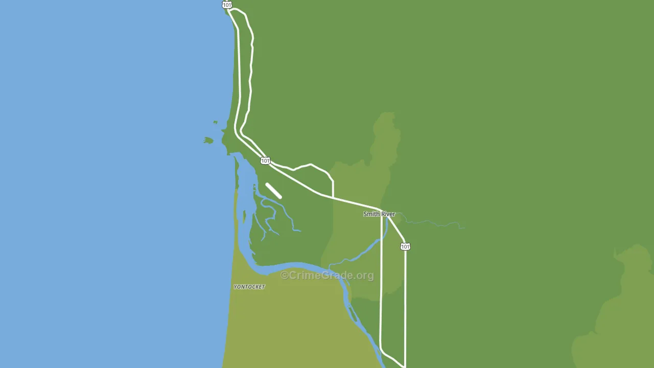 Smith River, CA Map of Vehicle Theft Rates