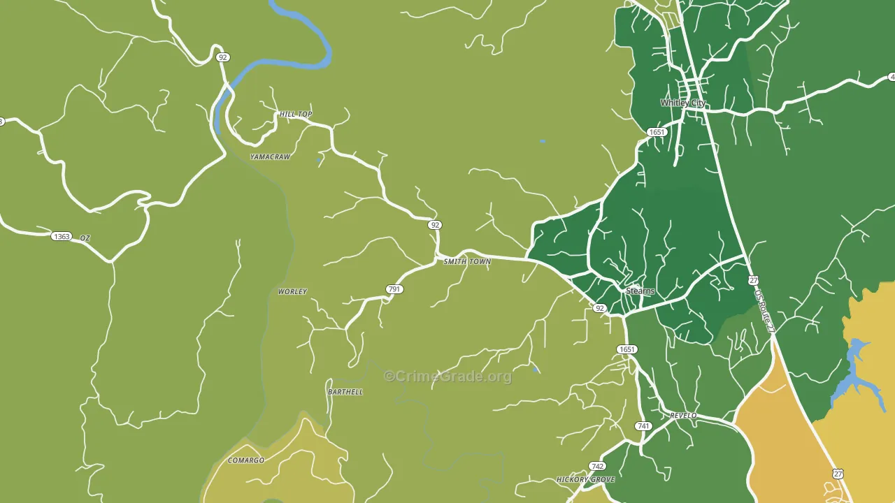 Smith Town, KY Map of Vehicle Theft Rates