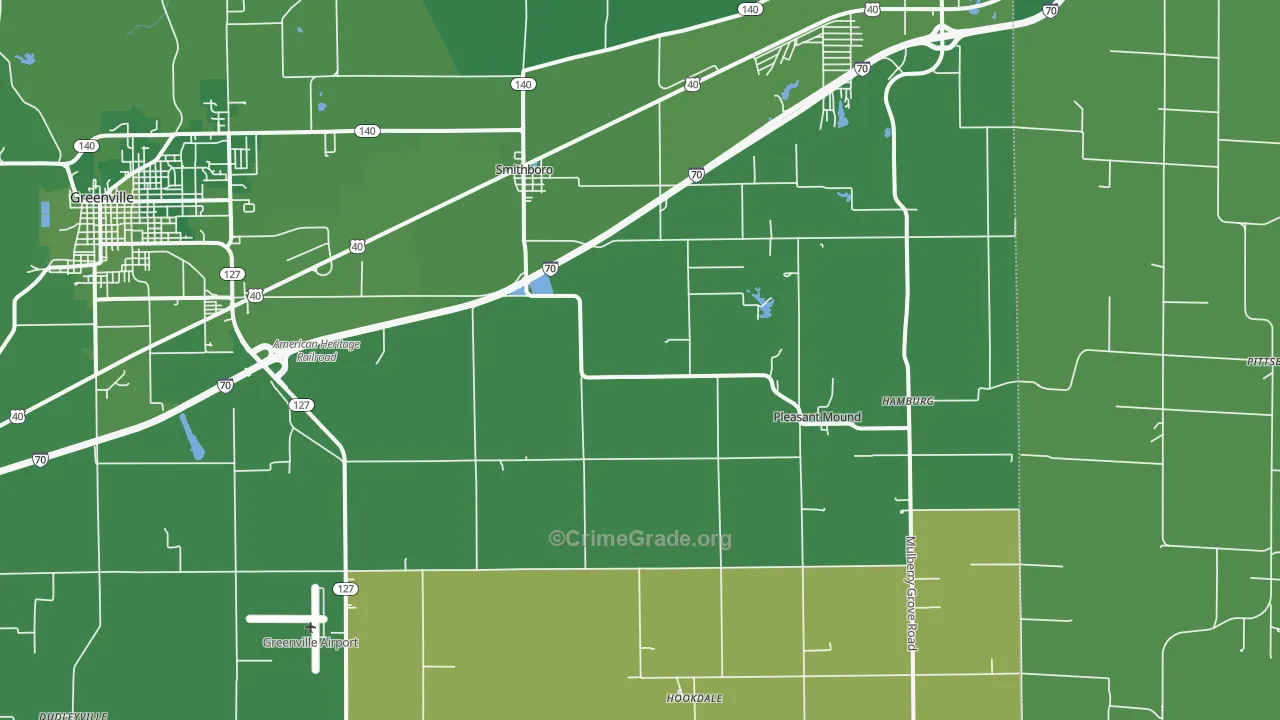 Smithboro, IL Map of Vehicle Theft Rates