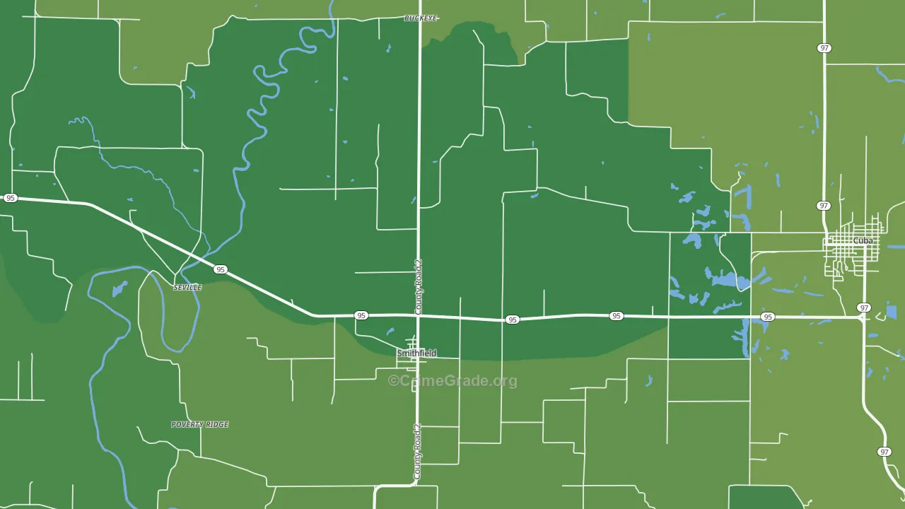 Smithfield, IL Map of Vehicle Theft Rates