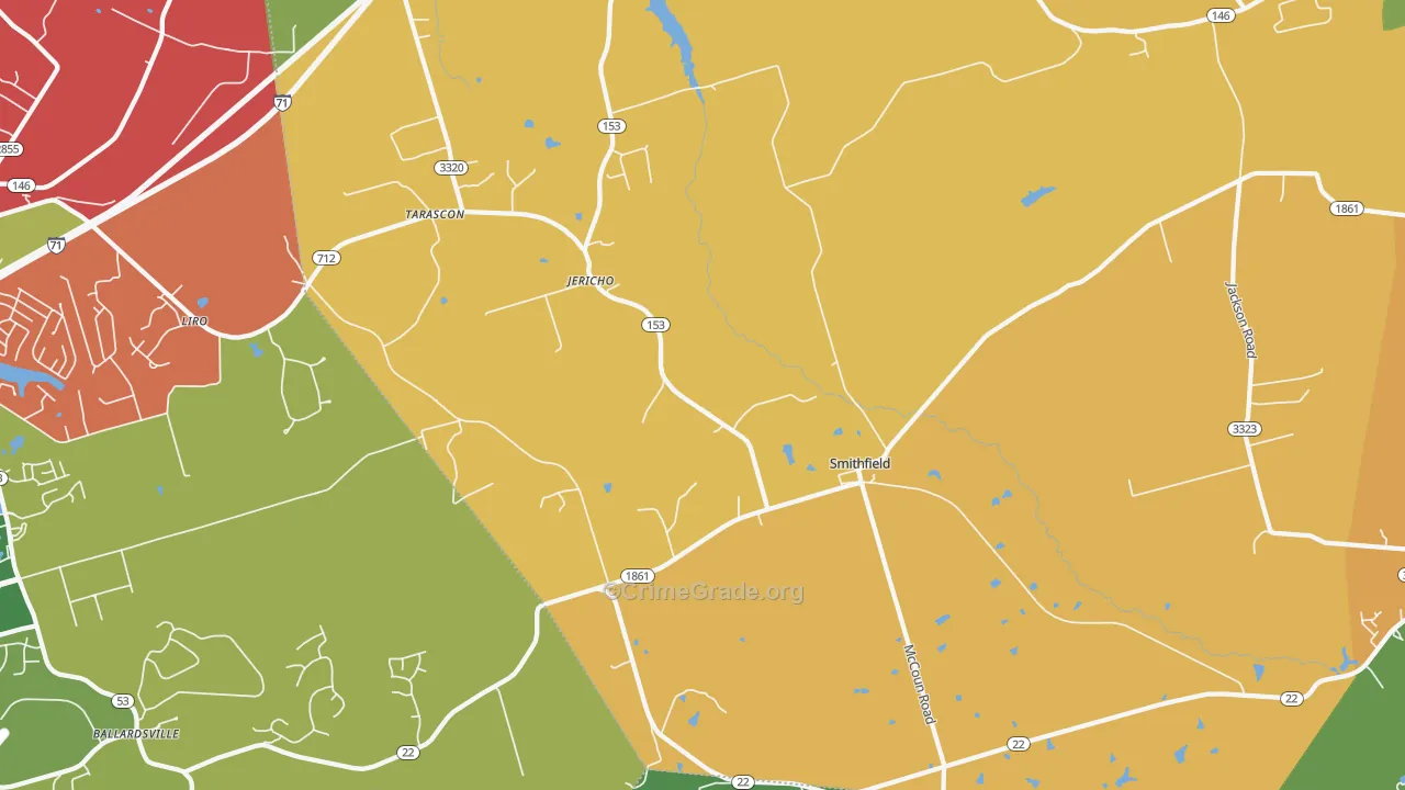 Smithfield, KY Map of Vehicle Theft Rates