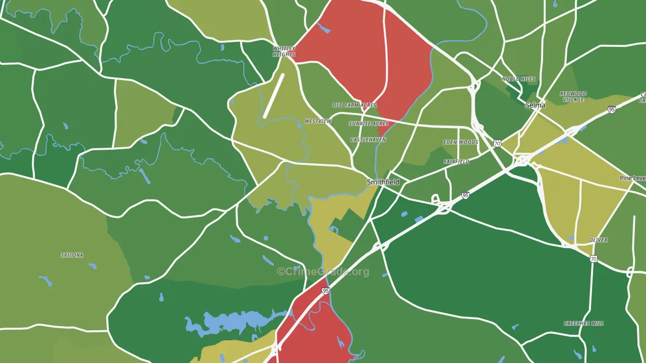 Smithfield, NC Map of Vehicle Theft Rates
