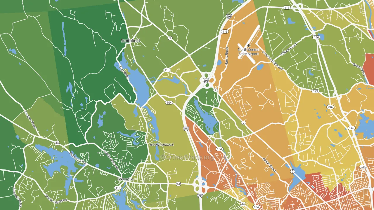 Smithfield, RI Map of Vehicle Theft Rates