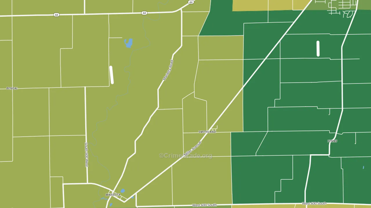 Smithland, IN Map of Vehicle Theft Rates