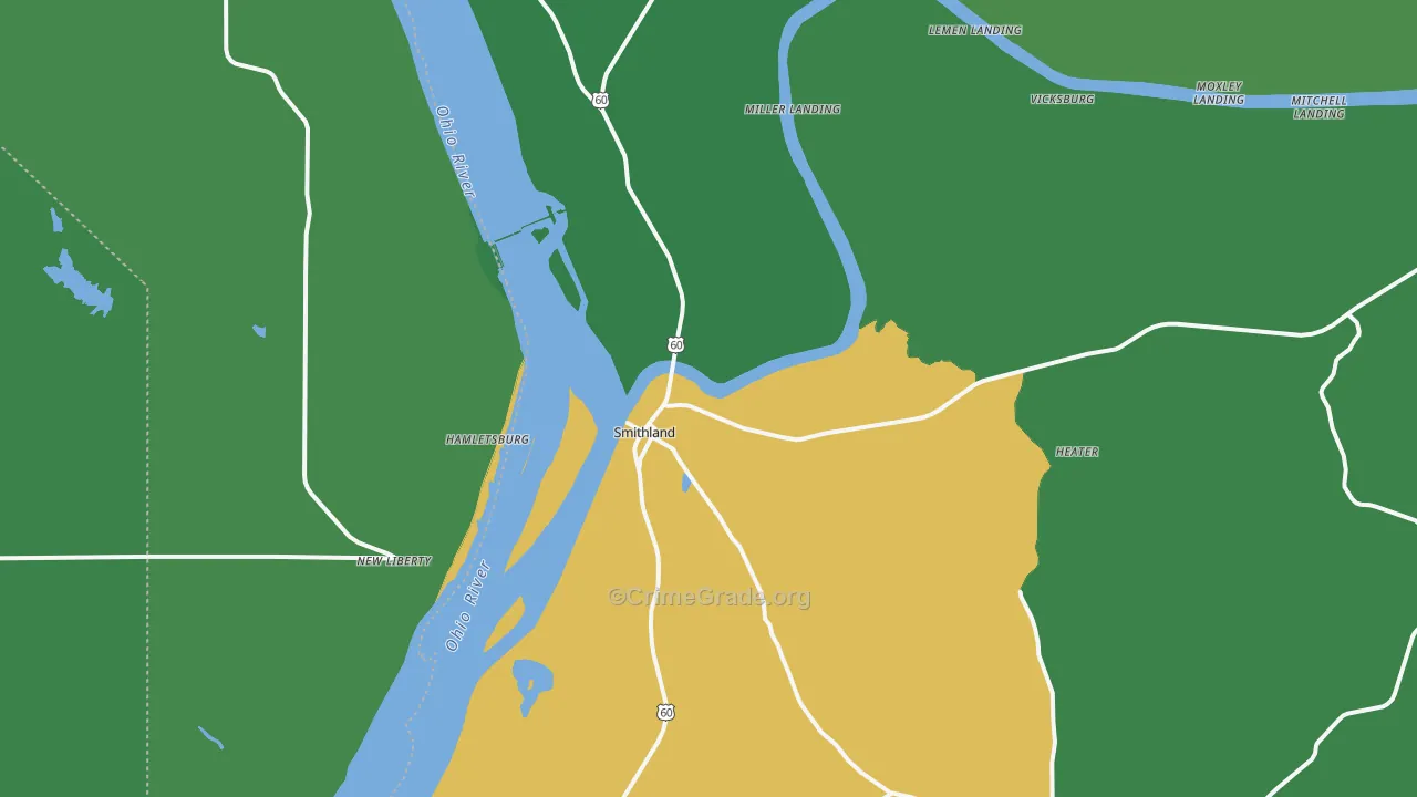 Smithland, KY Map of Vehicle Theft Rates