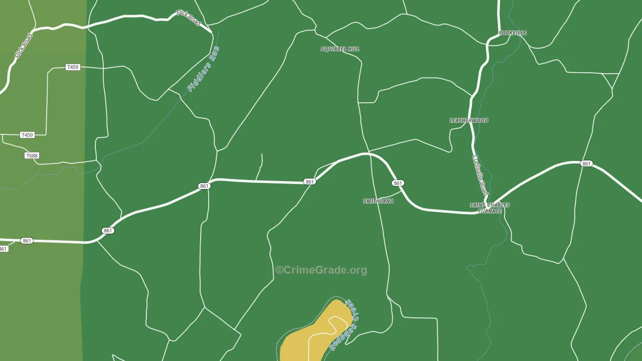 Smithland, PA Map of Vehicle Theft Rates