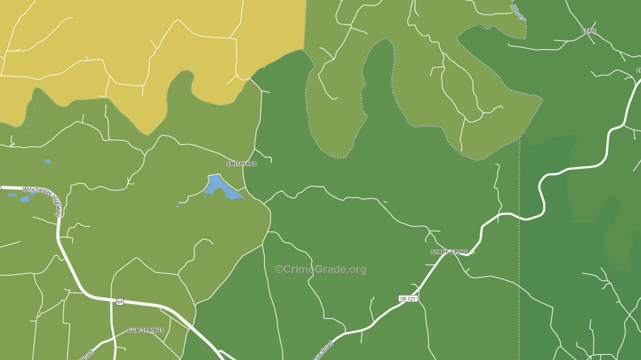Smithland, TN Map of Vehicle Theft Rates
