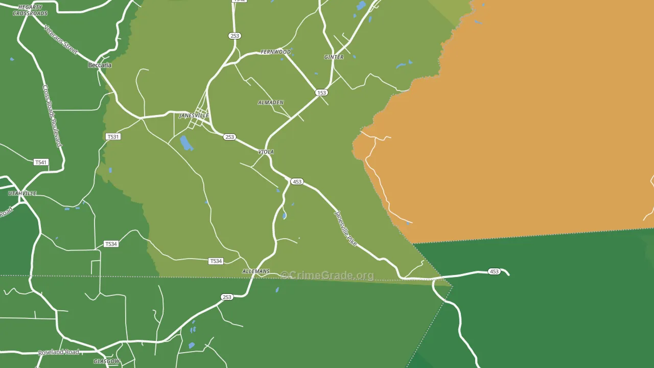 Smithmill, PA Map of Vehicle Theft Rates