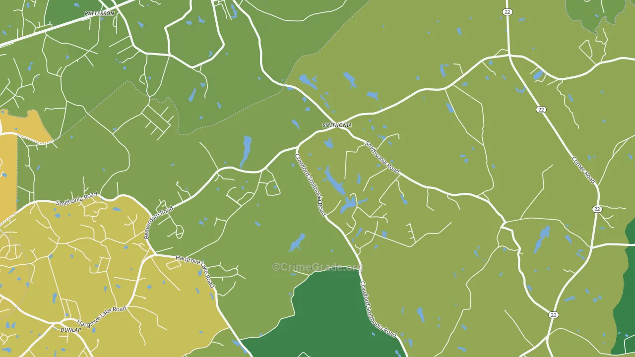 Smithonia, GA Map of Vehicle Theft Rates