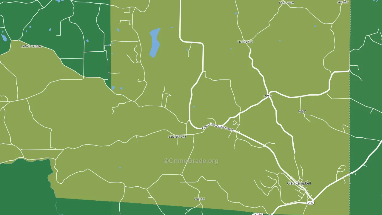 Smithport, PA Map of Vehicle Theft Rates