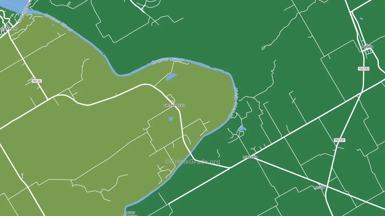 Smiths Bend, TX Map of Vehicle Theft Rates