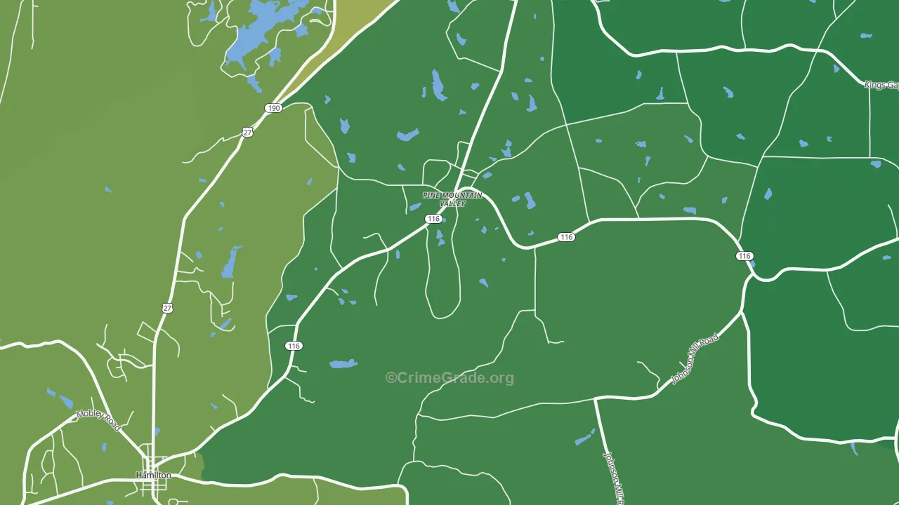 Smiths Crossroads, GA Map of Vehicle Theft Rates