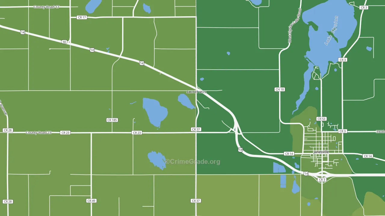 Smiths Mill, MN Map of Vehicle Theft Rates