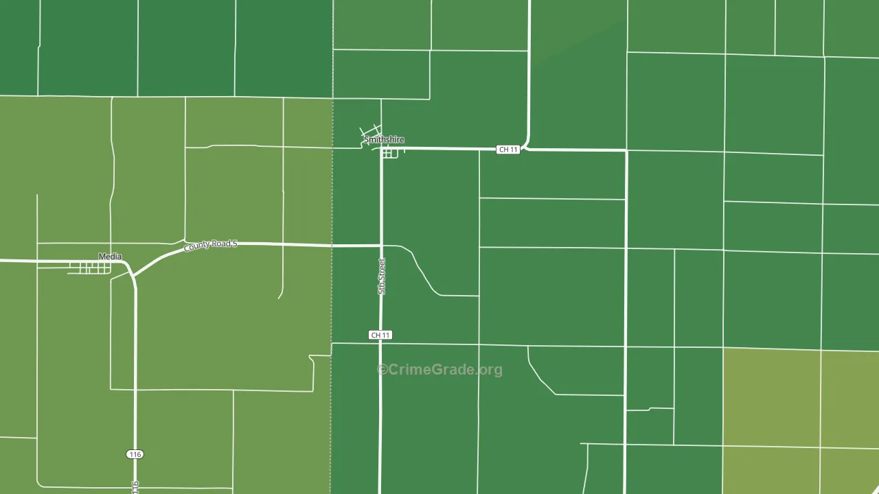 Smithshire, IL Map of Vehicle Theft Rates