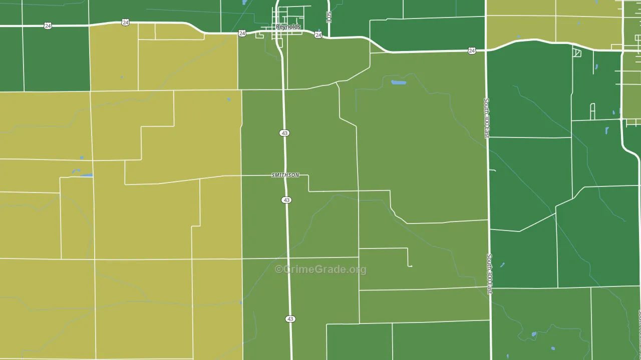 Smithson, IN Map of Vehicle Theft Rates