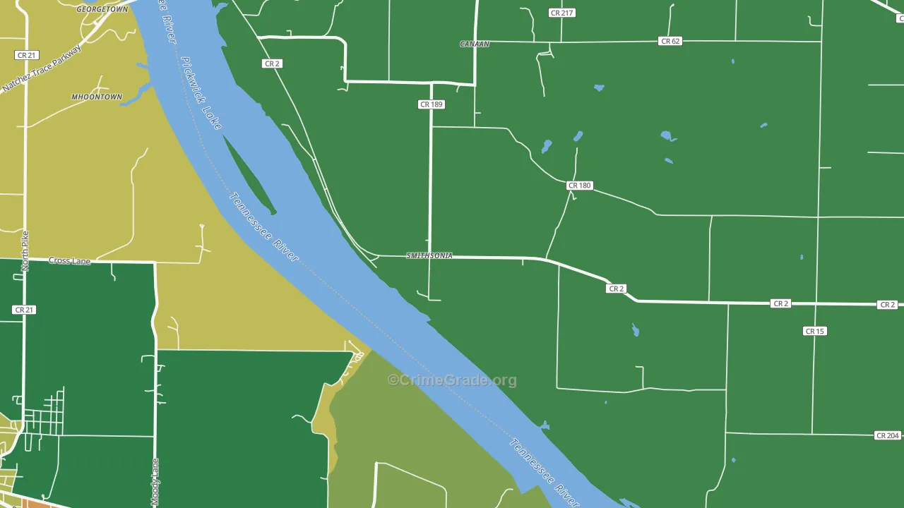 Smithsonia, AL Map of Vehicle Theft Rates