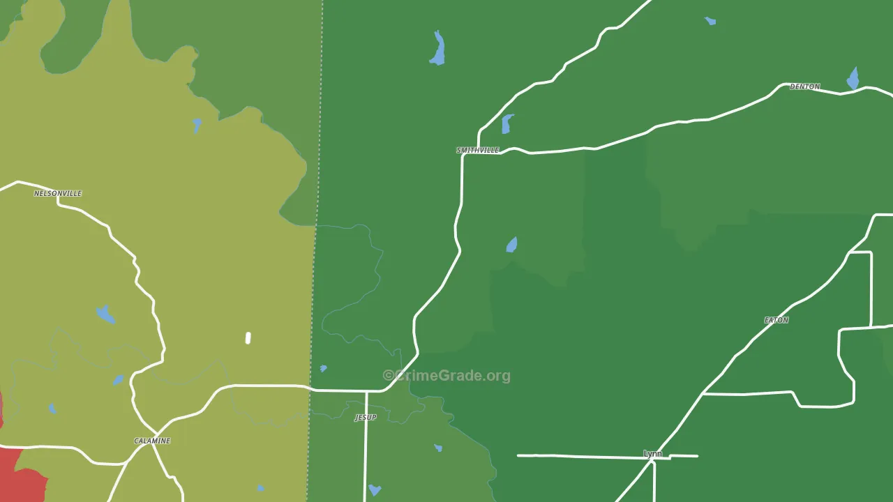 Smithville, AR Map of Vehicle Theft Rates