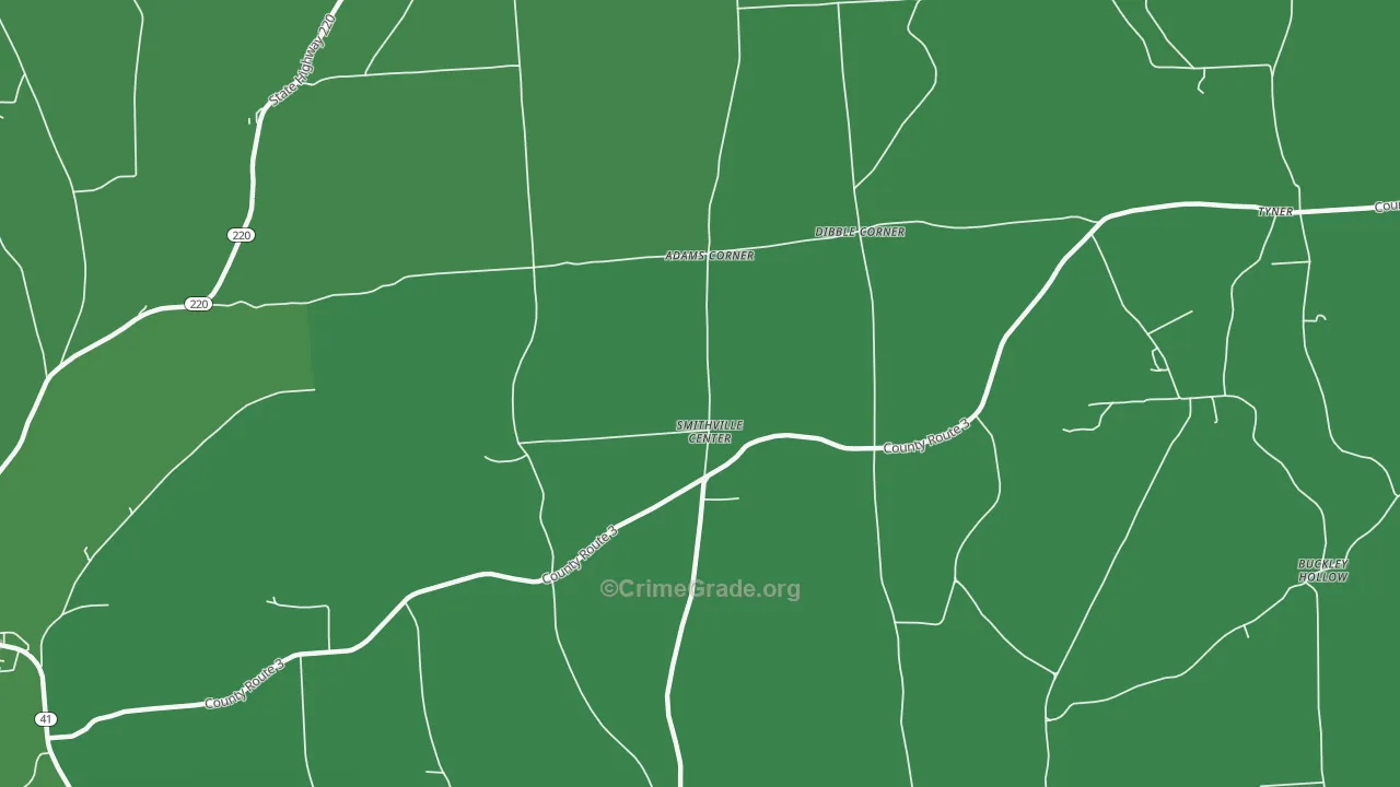 Smithville Center, NY Map of Vehicle Theft Rates