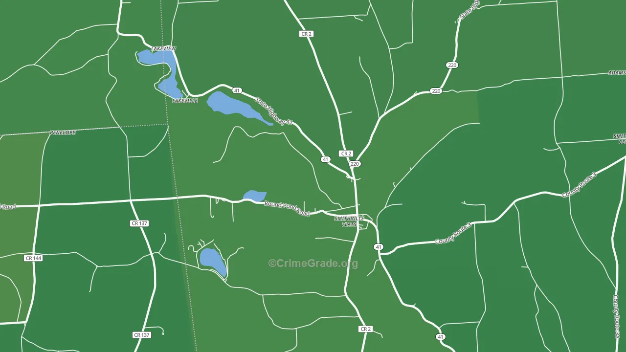 Smithville Flats, NY Map of Vehicle Theft Rates