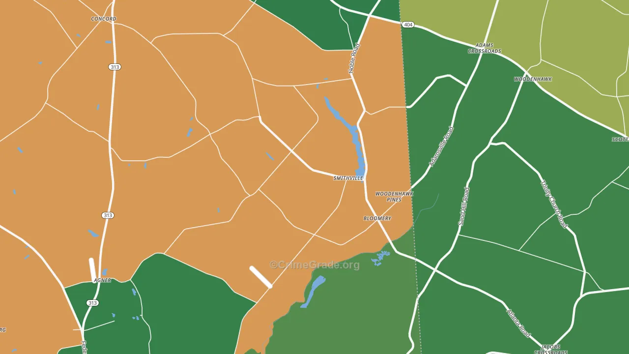 Smithville, MD Map of Vehicle Theft Rates