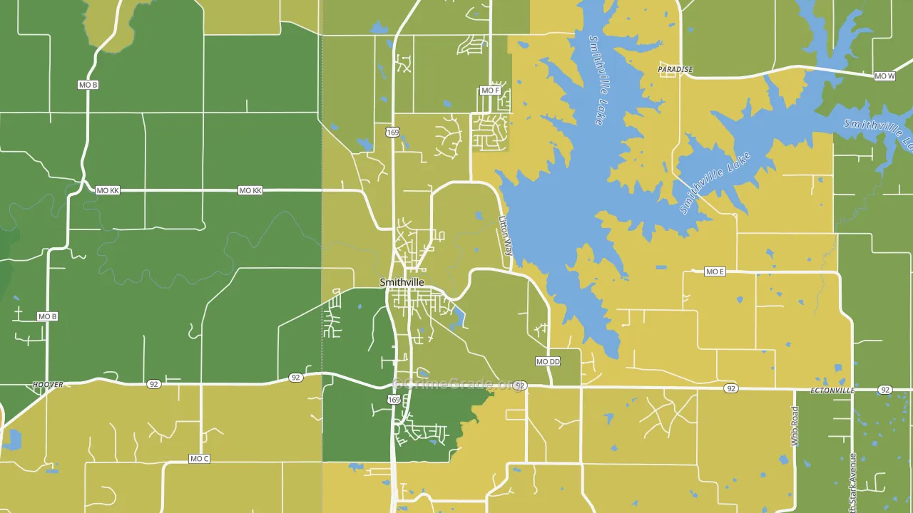 Smithville, MO Map of Vehicle Theft Rates