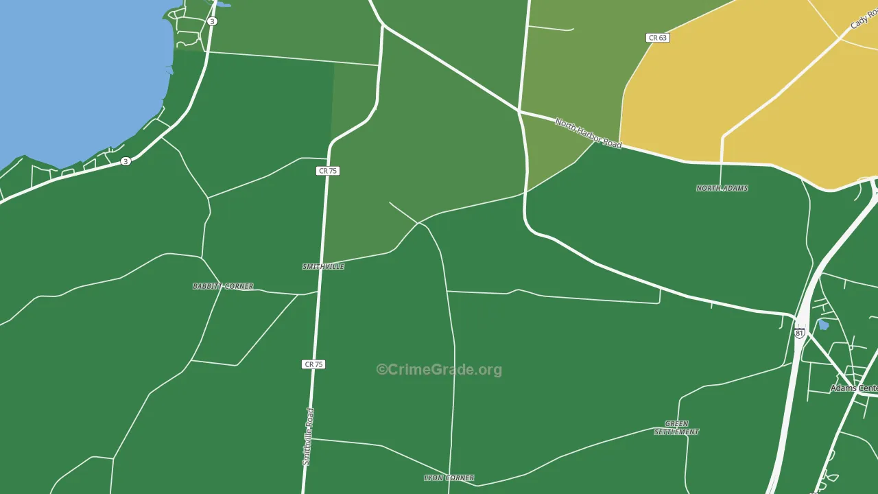 Smithville, NY Map of Vehicle Theft Rates