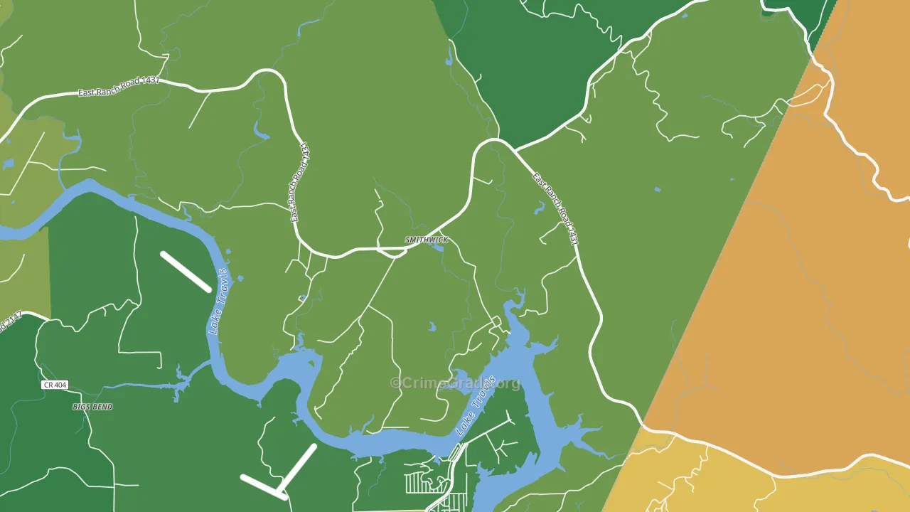 Smithwick, TX Map of Vehicle Theft Rates