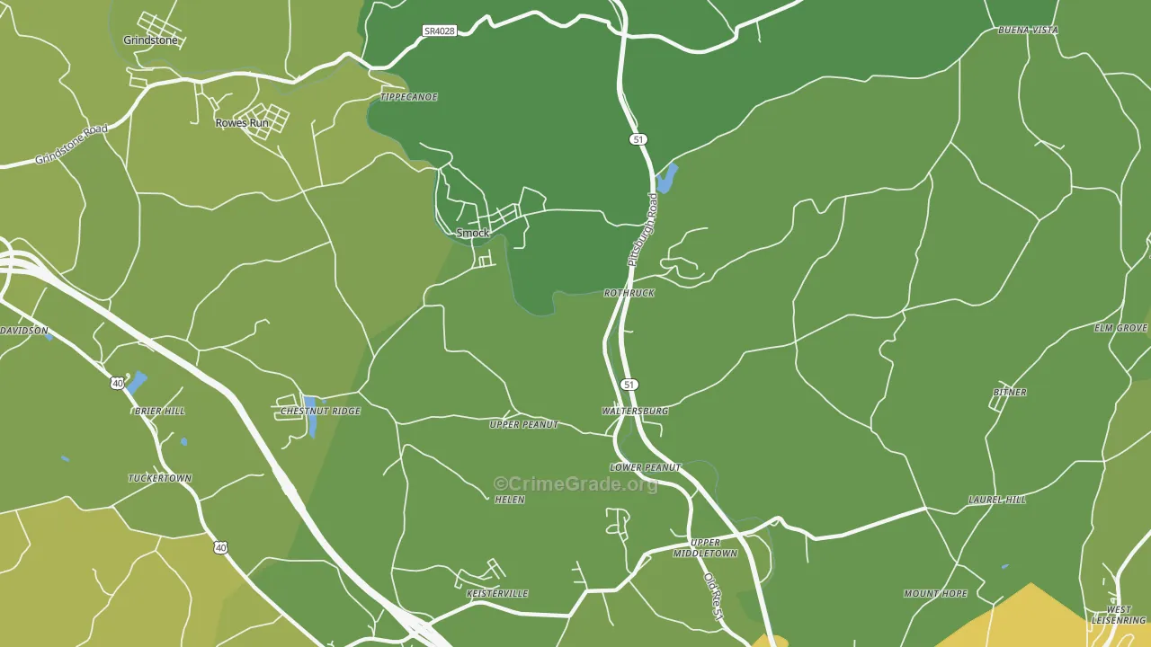 Smock, PA Map of Vehicle Theft Rates