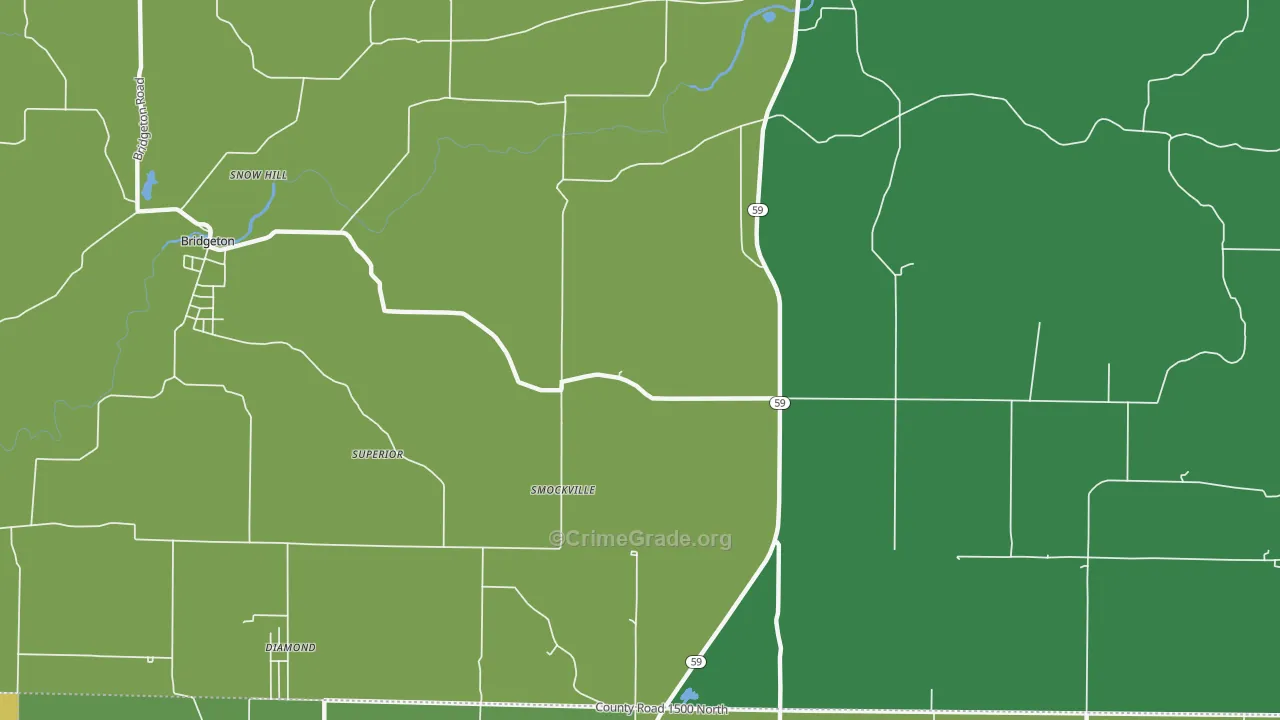 Smockville, IN Map of Vehicle Theft Rates