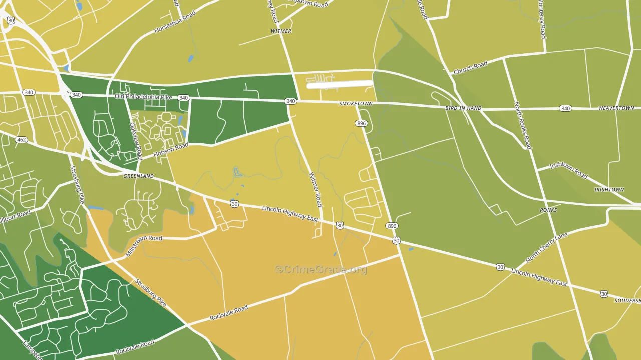 Smoketown, PA Map of Vehicle Theft Rates