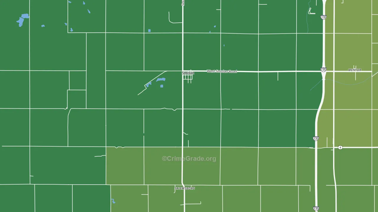Smolan, KS Map of Vehicle Theft Rates