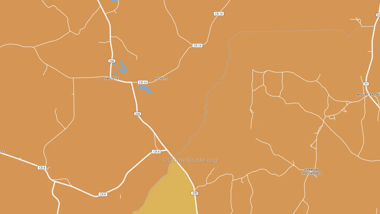 Smuteye, AL Map of Vehicle Theft Rates