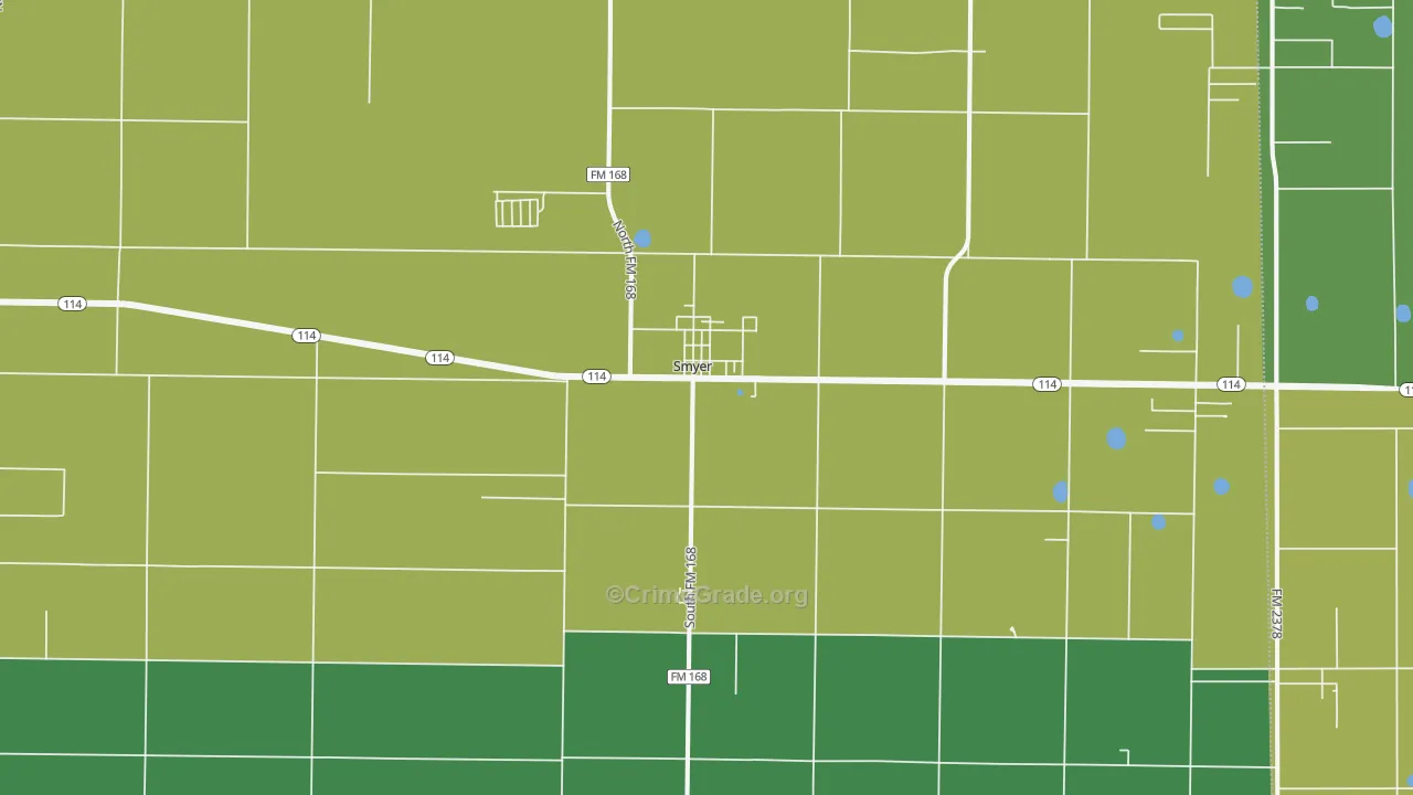 Smyer, TX Map of Vehicle Theft Rates
