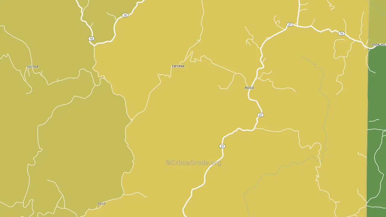Smyrna, AR Map of Vehicle Theft Rates