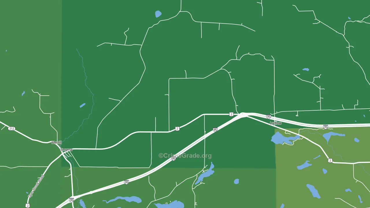 Smyrna Center, ME Map of Vehicle Theft Rates