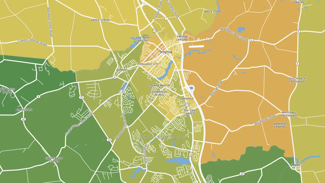 Smyrna, DE Map of Vehicle Theft Rates