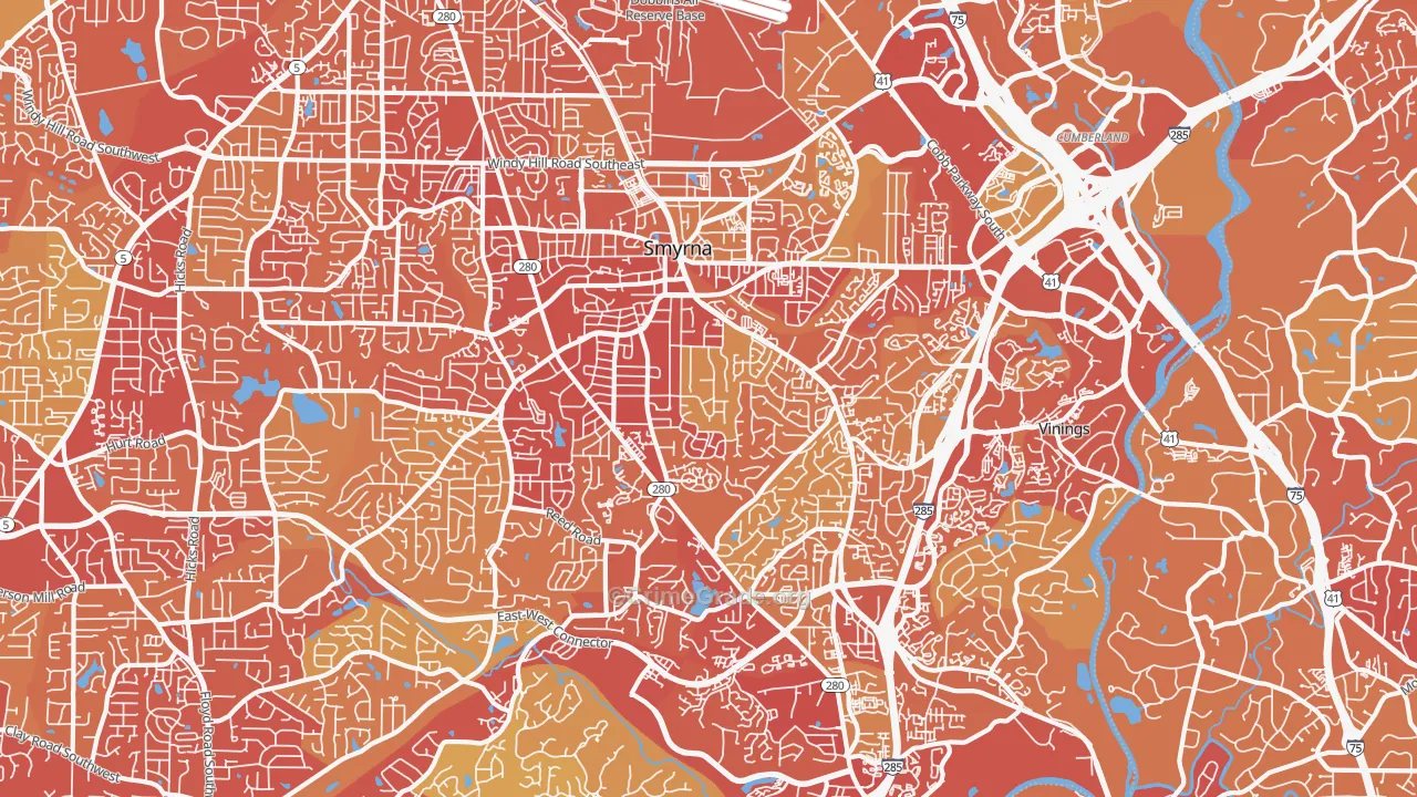 Smyrna, GA Map of Vehicle Theft Rates