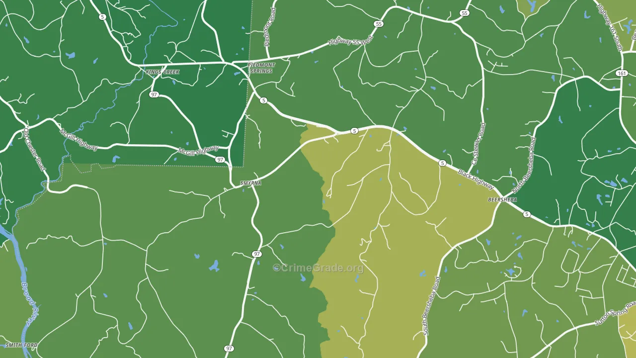 Smyrna, SC Map of Vehicle Theft Rates