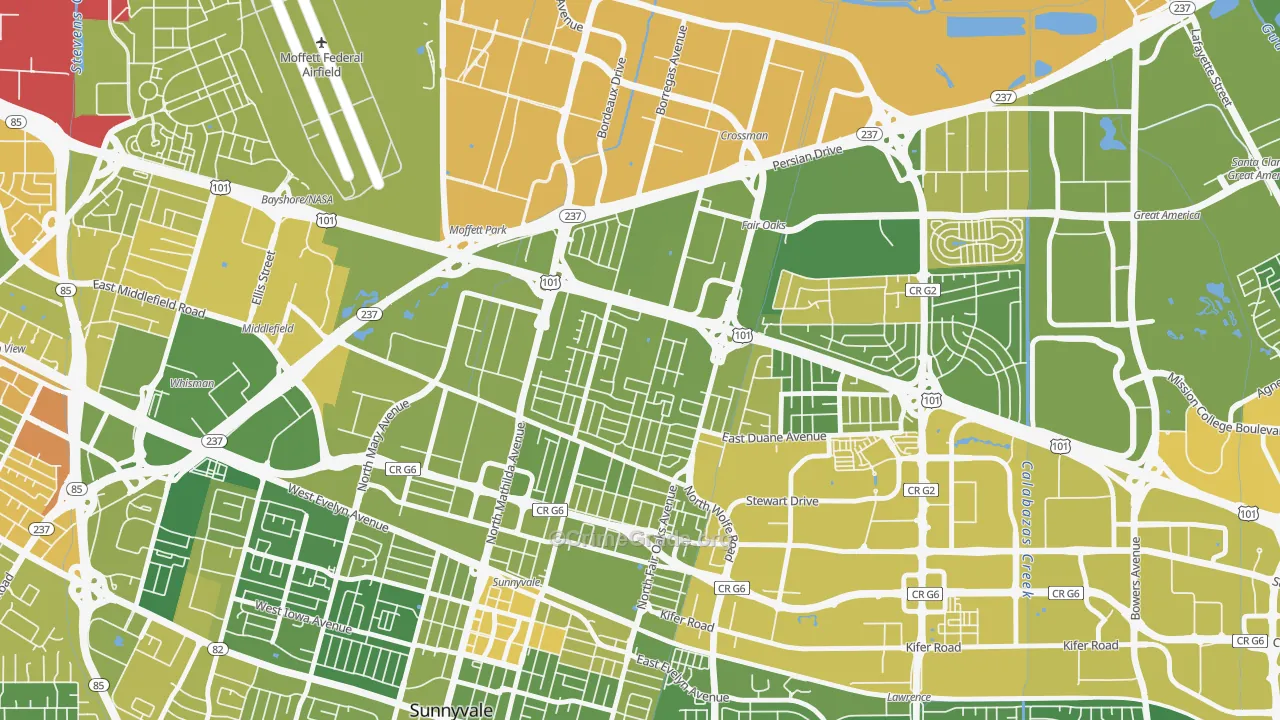 Snail, Sunnyvale, CA Map of Vehicle Theft Rates