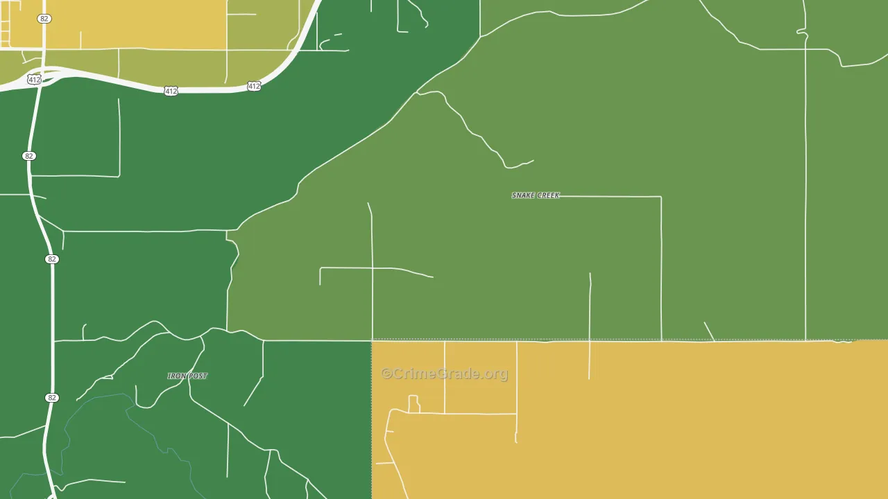 Snake Creek, OK Map of Vehicle Theft Rates