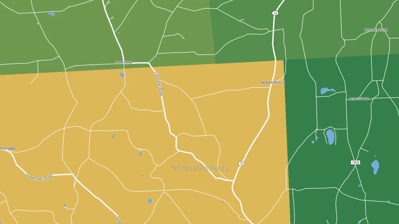 Snedekerville, PA Map of Vehicle Theft Rates