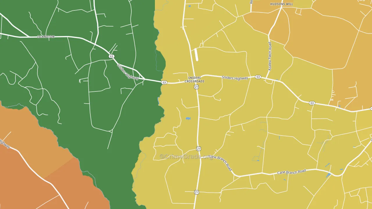 Sniders Crossroads, SC Map of Vehicle Theft Rates