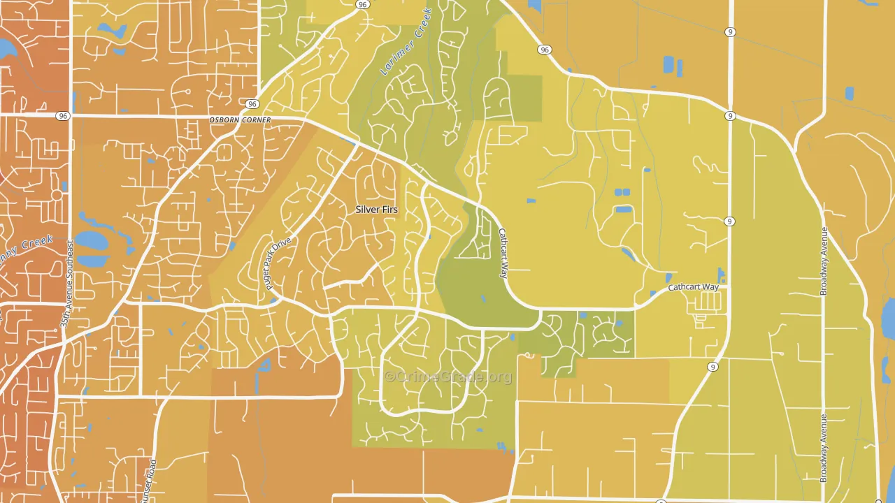 Snohomish Cascade, Silver Firs, WA Map of Vehicle Theft Rates