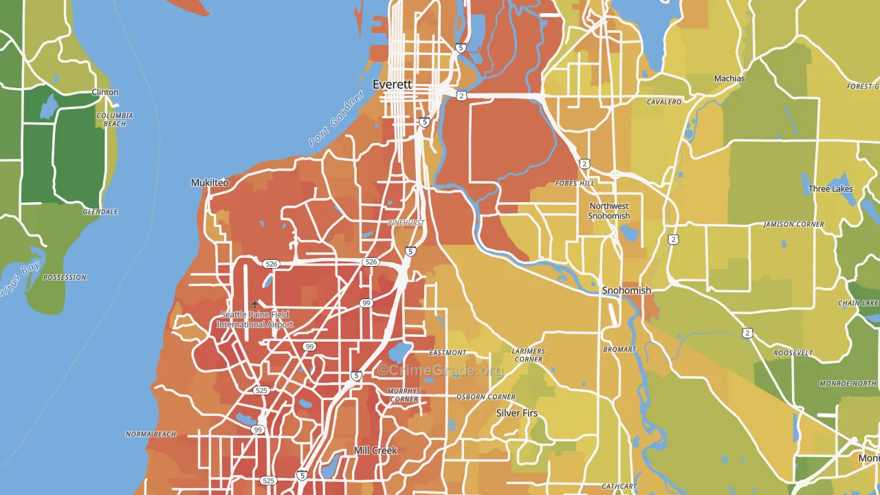 Snohomish County, WA Map of Vehicle Theft Rates
