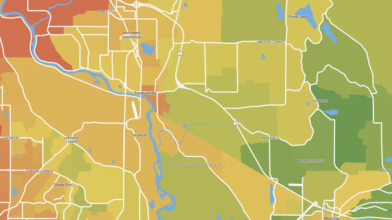 Snohomish, WA Map of Vehicle Theft Rates