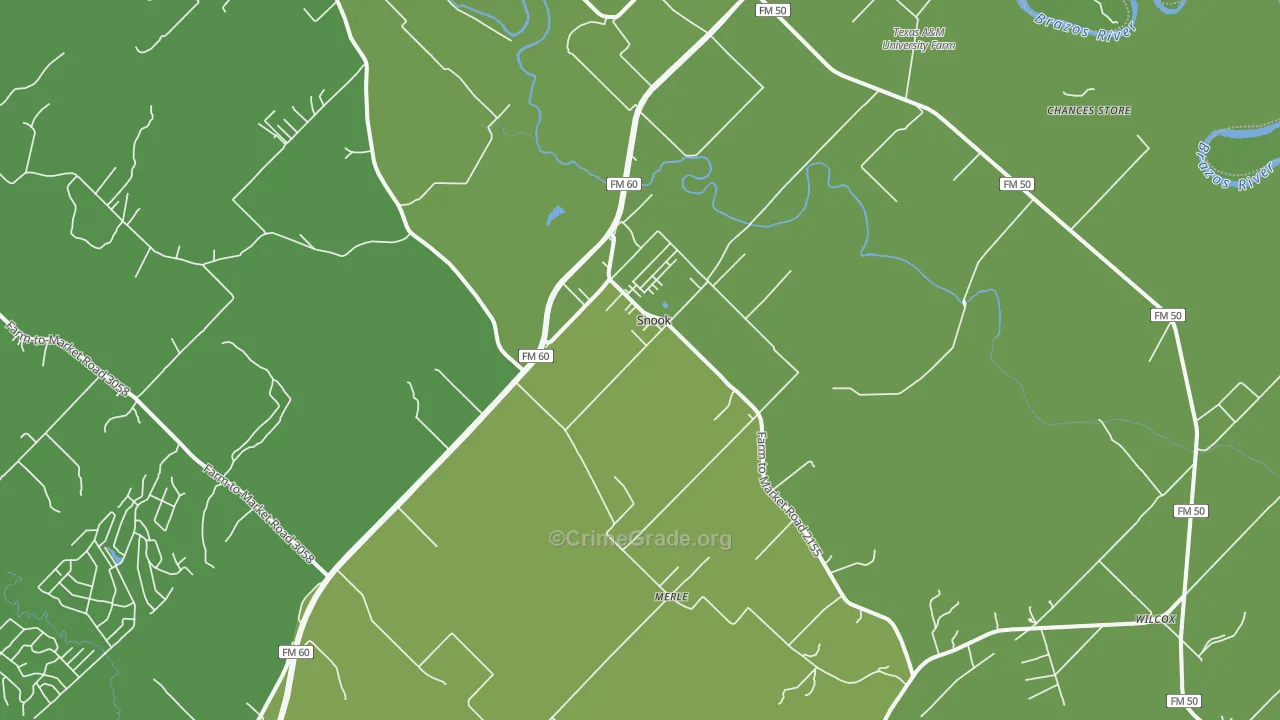 Snook, TX Map of Vehicle Theft Rates