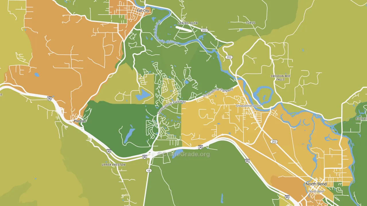 Snoqualmie, WA Map of Vehicle Theft Rates