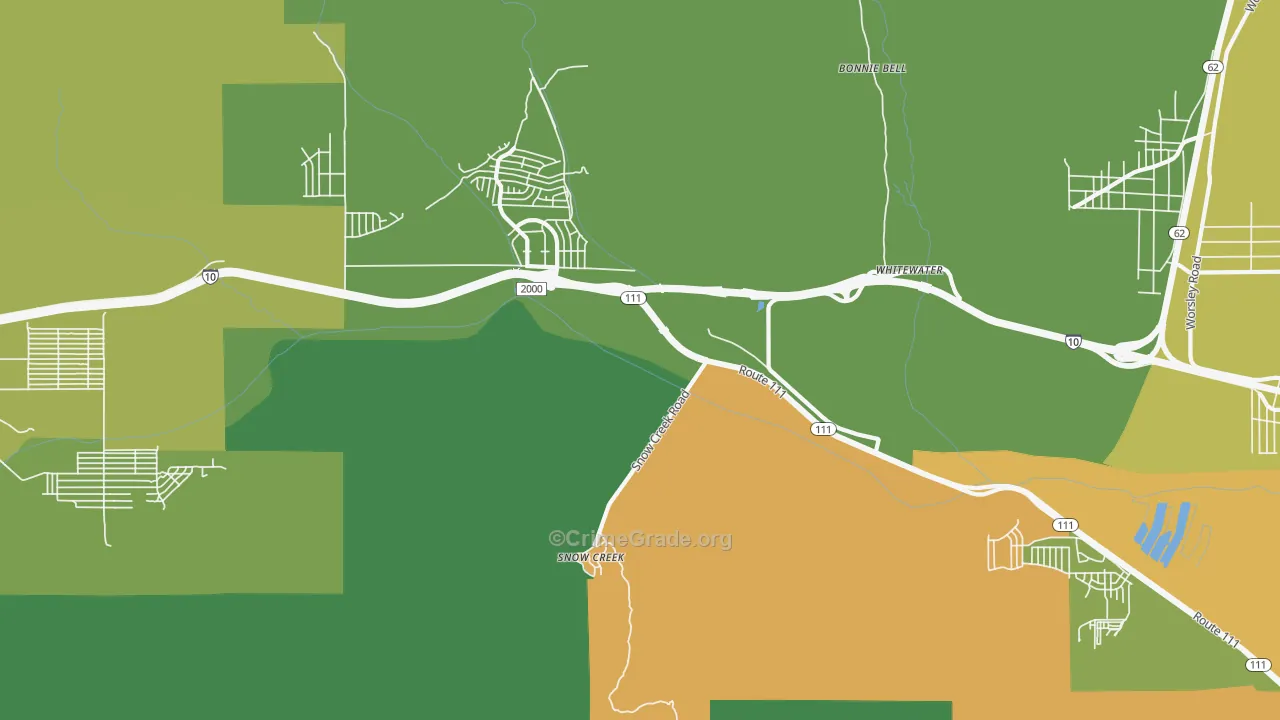 Snow Creek, CA Map of Vehicle Theft Rates